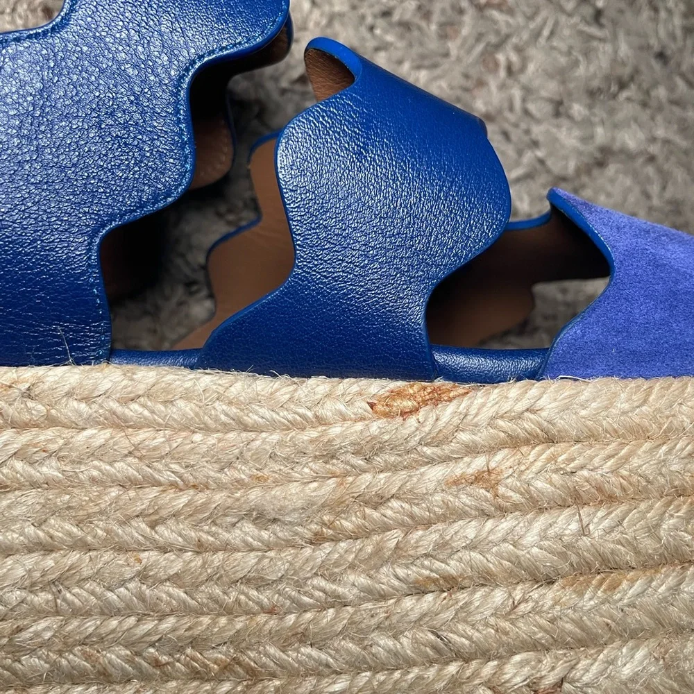Chloe‎ Lauren Royal Blue Wave Platform espadrille Slide sz 40
